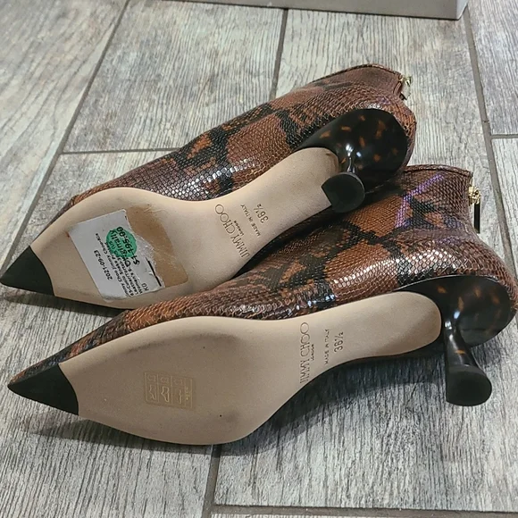 JIMMY CHOO Kix 65 Cuoio Snake Print Pointed Toe Leather Boots Size 36.5 ITALY - Picture 17 of 17